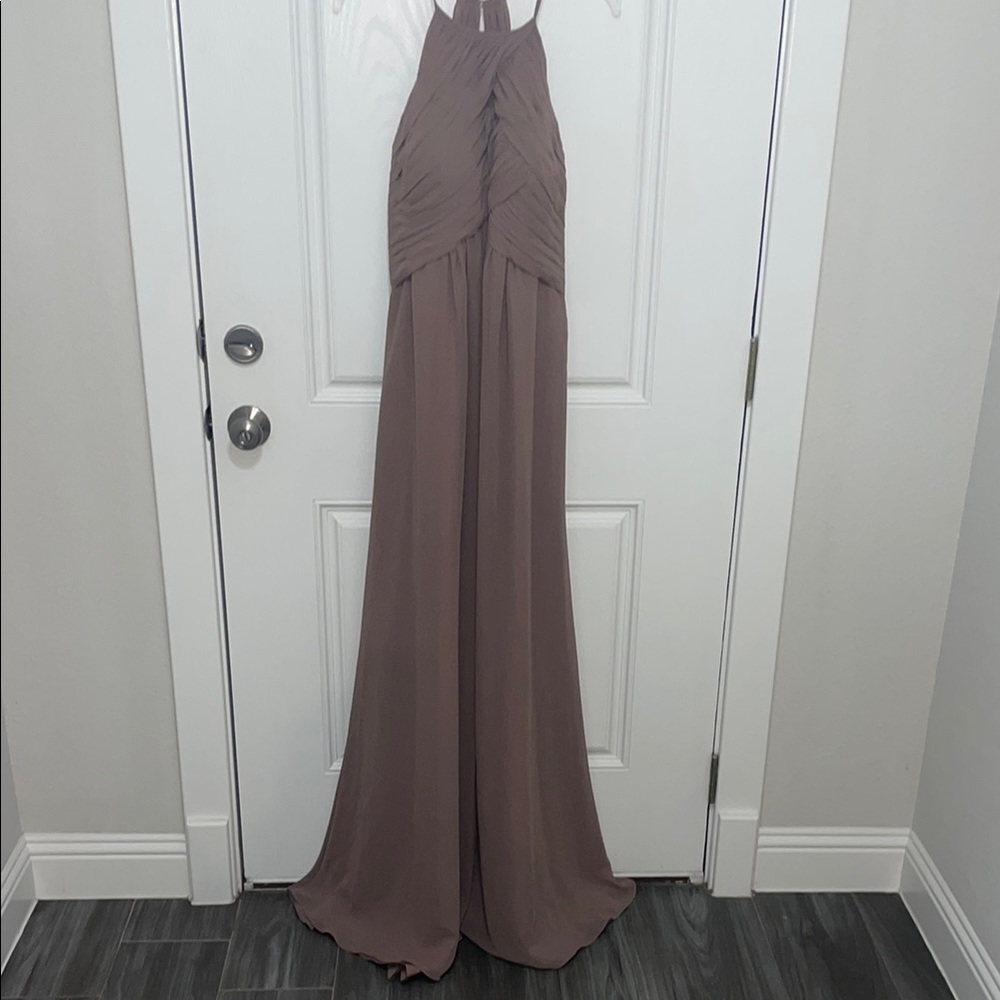 Elegant Brown Halter Maxi Dress